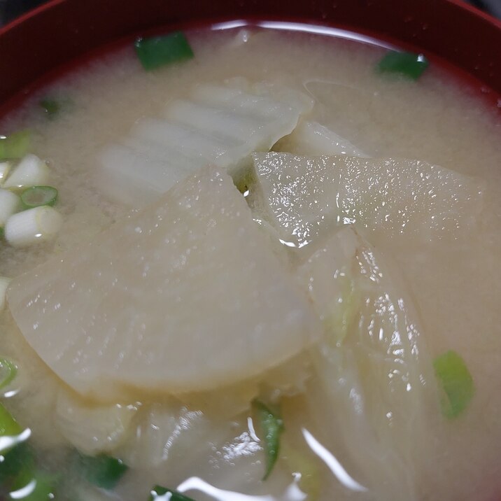 大根 白菜 ネギの味噌汁